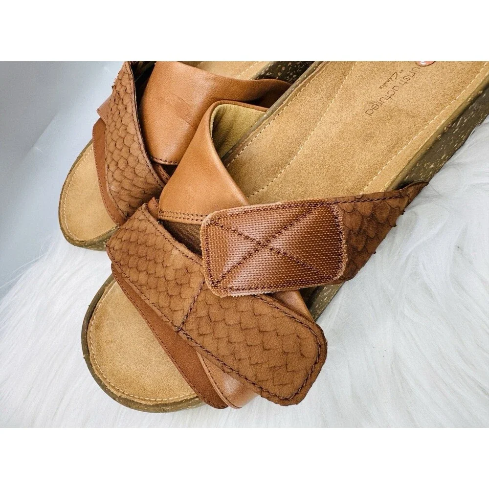 Clarks Rosilla Derby Women’s Leather Sandals Dark Tan Combi Unstructured Size 7